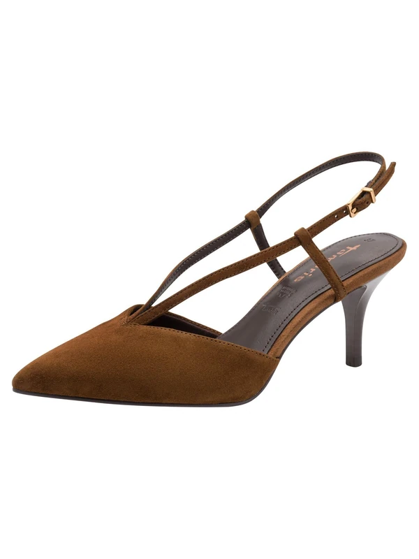 Tamaris Women’s sling pump with stiletto heel leather brown 4 UK