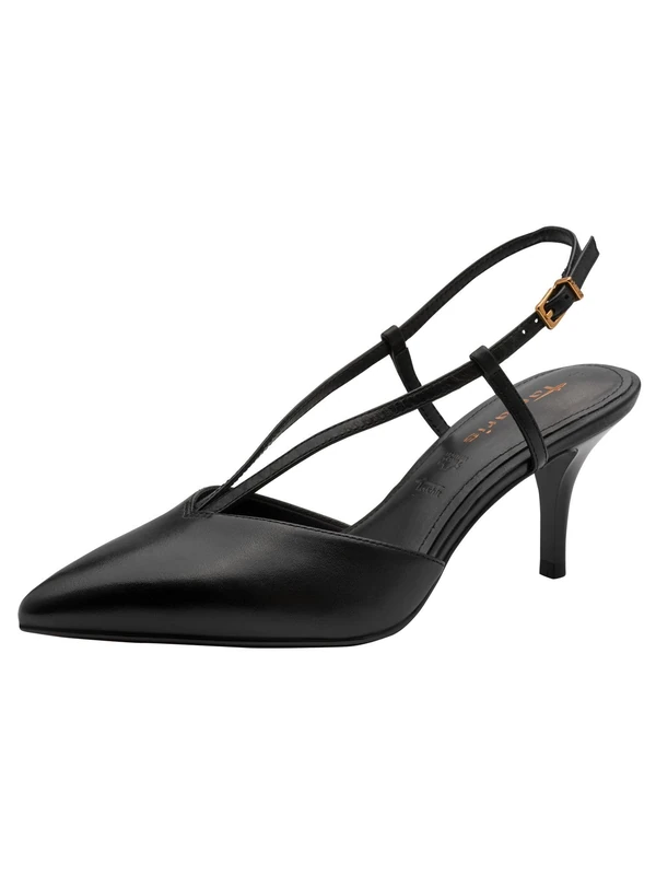 Tamaris Women’s sling pump with stiletto heel leather black 4 UK - Image 1