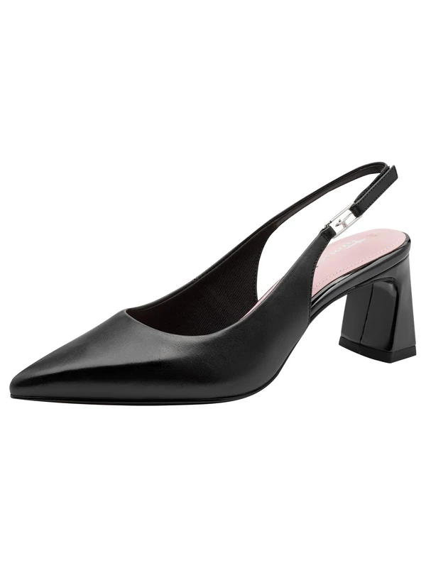 Tamaris Women's slingback pump with block heel Leather black 4 UK