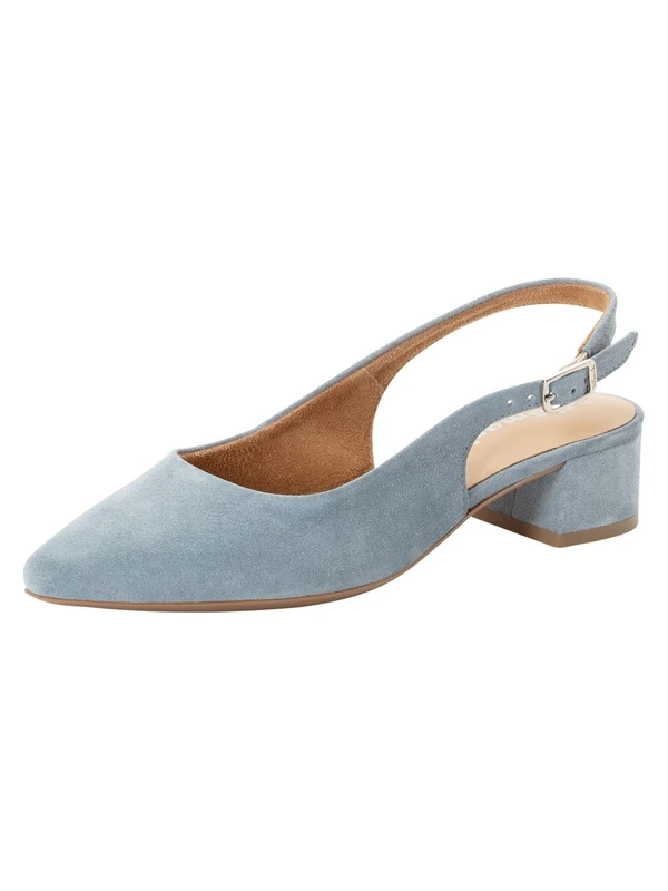Tamaris Women's slingback pump with block heel Leather blue 8 UK