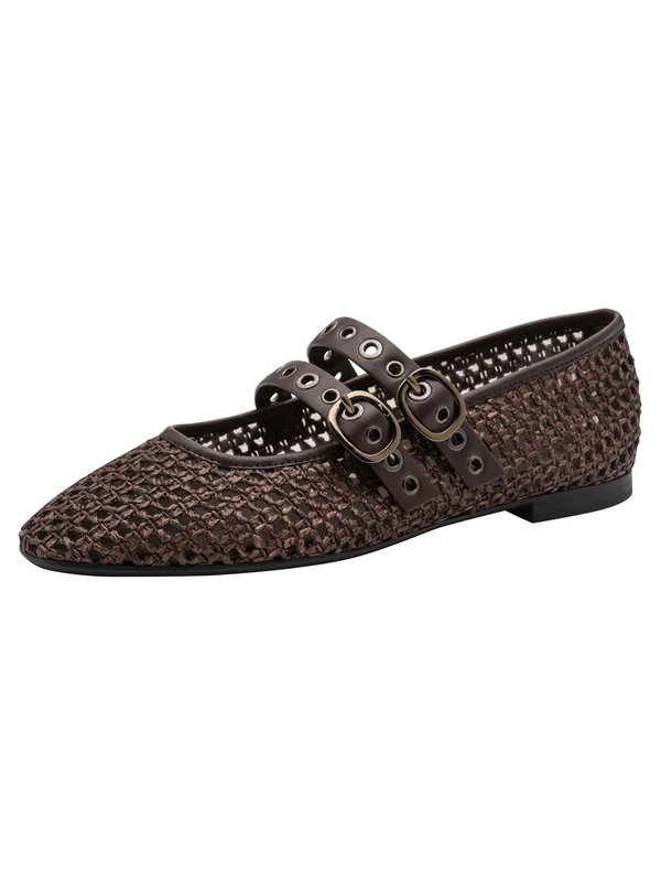 Tamaris Women's ballerina with strap flat brown 5 UK