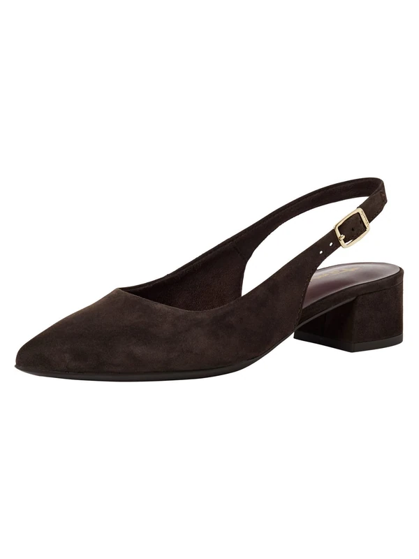 Tamaris Women's slingback pump with block heel Leather brown 5 UK