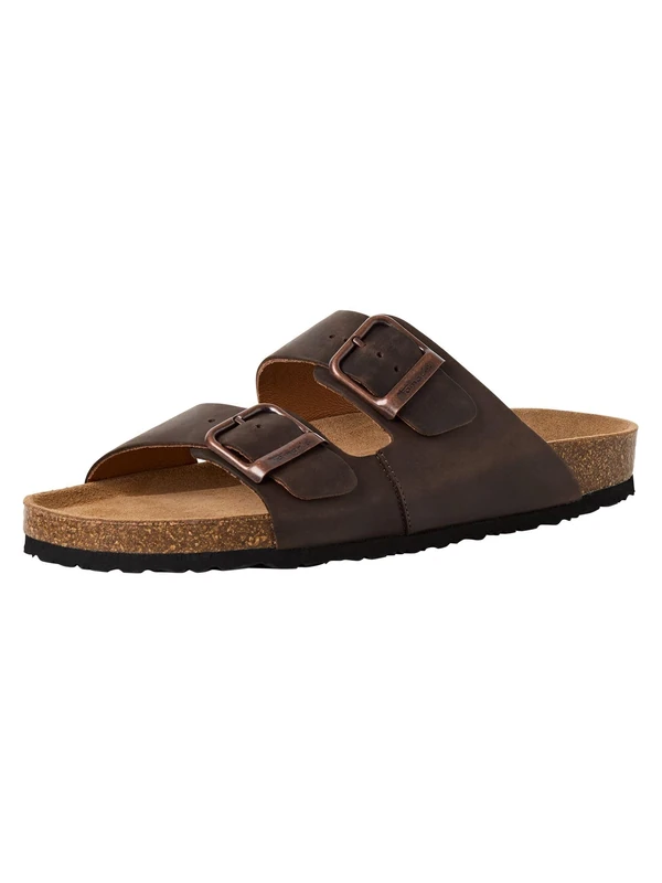 Tamaris Men's footbed slide leather flat brown 6.5 UK