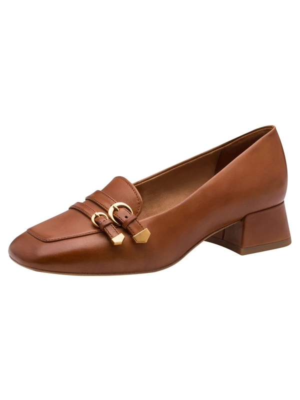 Tamaris Women Loafer with Block Heel Leather brown 3.5 UK