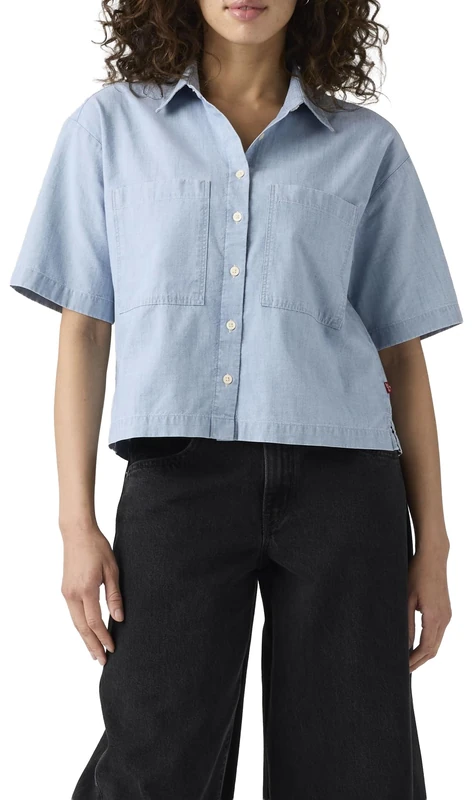 Levi's Harlie SS Cropped Shirt with Low Button, Brass Body, XS Women