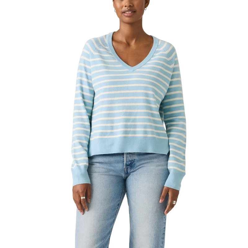 Levi's Damen Tara Super Soft Vneck Pullover, Parisienne Stripe Gl, M