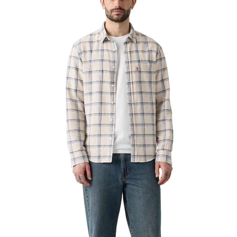 Levi's Herren Sunset 1 Pocket Standard Hemd mit Button-Down-Kragen, Ishu Plaid Moonbeam, XXL