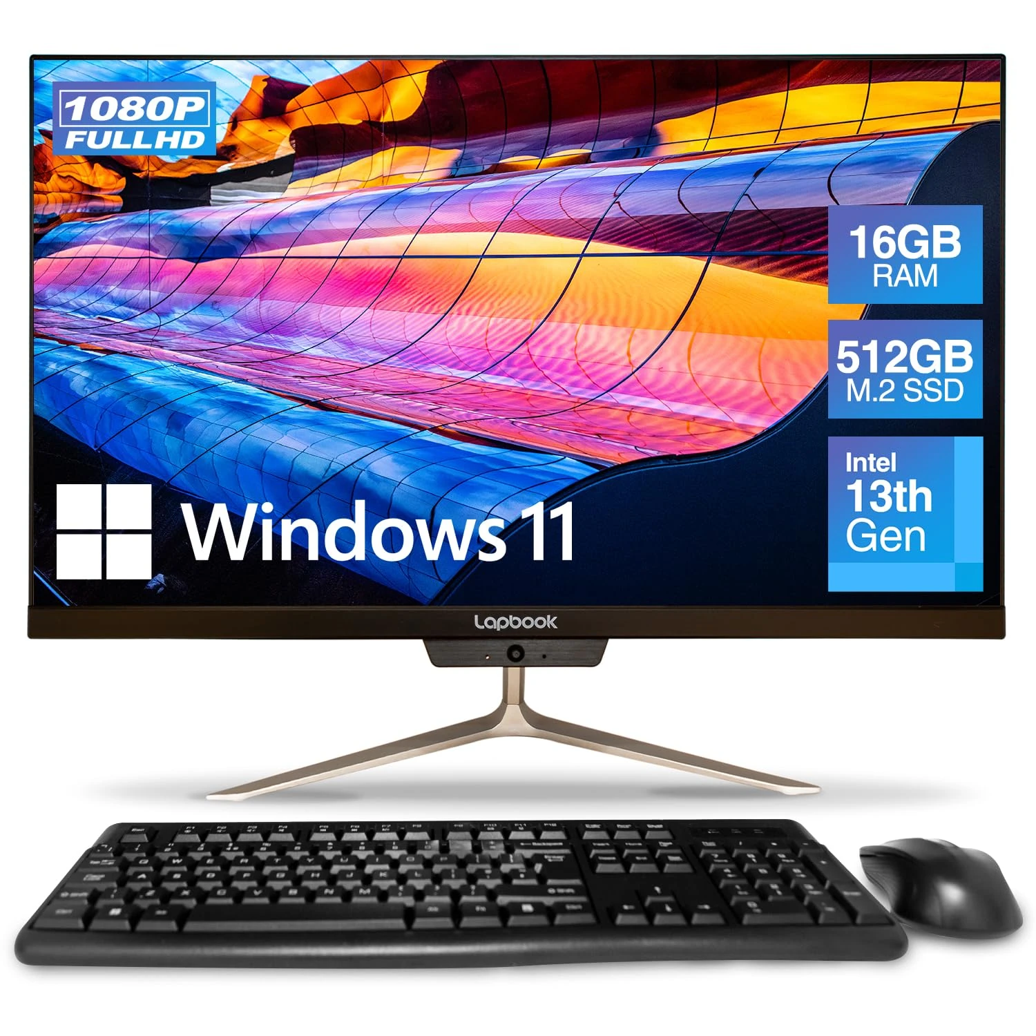 23.8" Full HD All in One Desktop Computer - 16GB RAM, 512GB SSD, Windows 11, Intel 13th Gen, Dual-Band WiFi, HDMI, USB 3.0, FHD IPS Display - AIO PC with Wireless Keyboard, Mouse, 2MP Web Camera