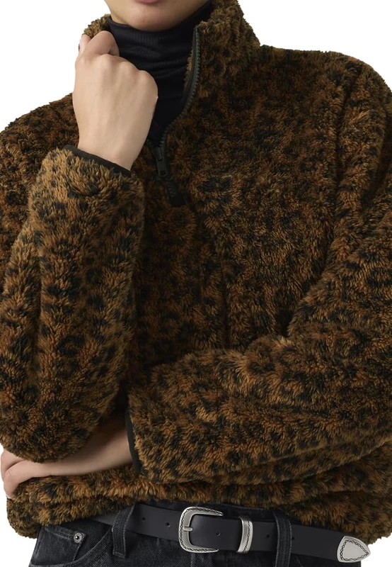 Levi's Gemma Sherpa 1/4 Zip Annessa Leopard Ant