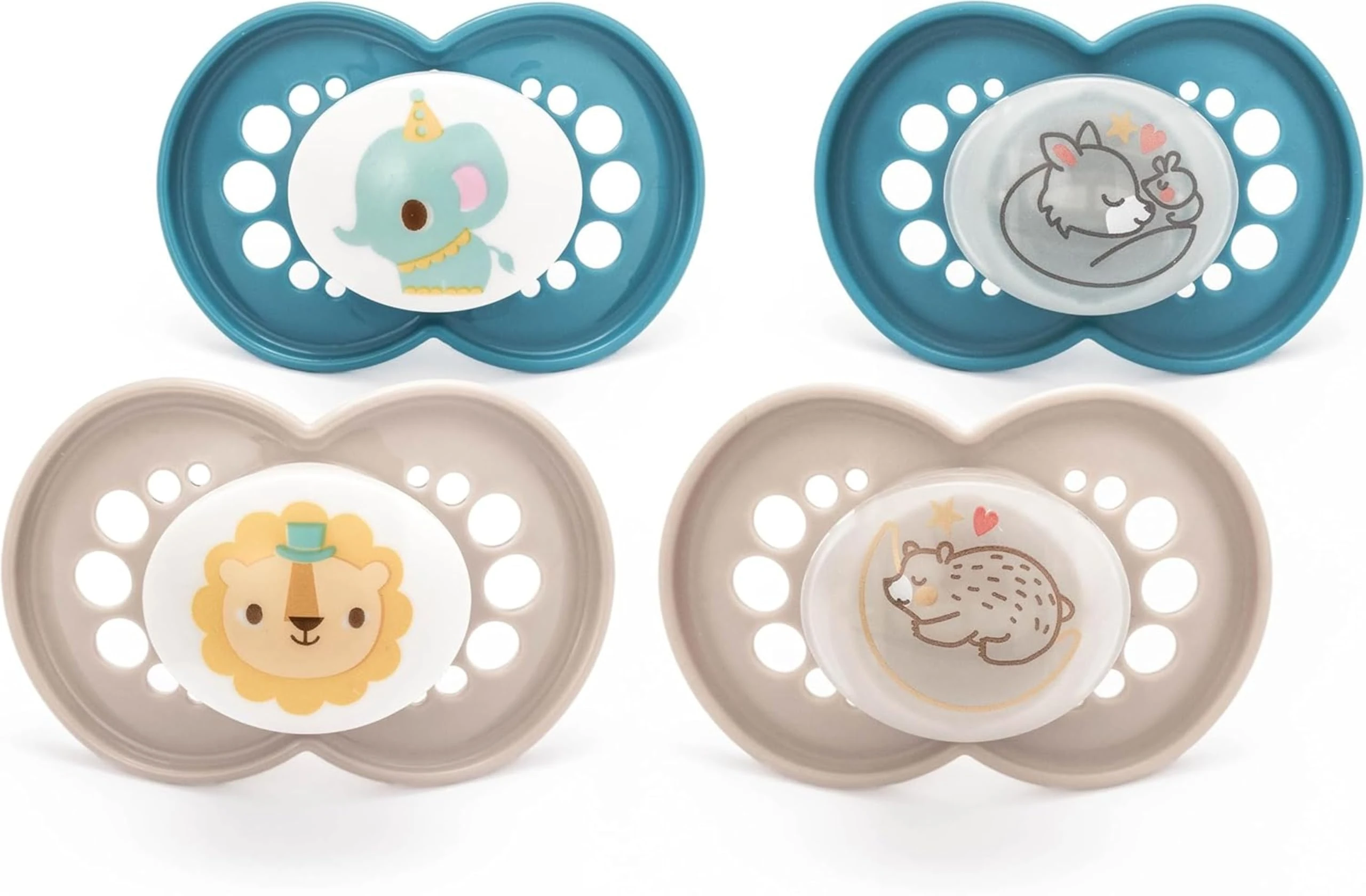 MAM Original Day & Night Soothers | 6-18 Months | 4 Pack | Includes 2X Glow in The Dark Dummies | Orthodontic Design | Baby Accessories | Blue (Various Designs)