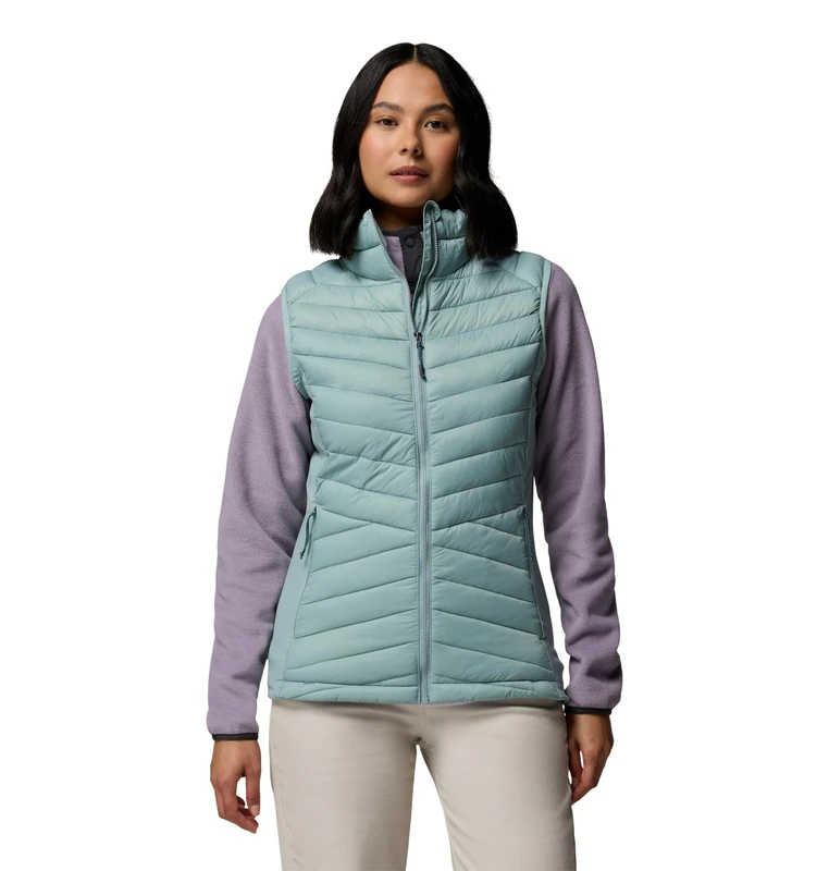 Columbia Women's Powder Pass 3 Hybrid Vest, Puffer Vest Body Warmer, Crushed Blue, X-Large