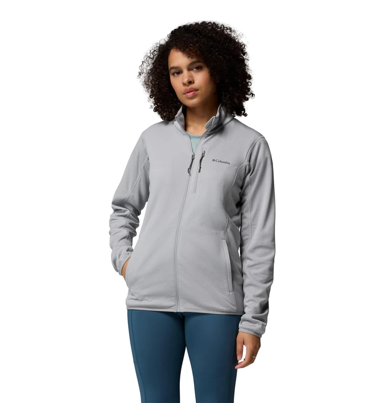 Columbia Women's Essential Hike Grid Fleece Full Zip, Full Zip Fleece Jacket, Columbia Grey/Columbia Grey, Small - Image 1