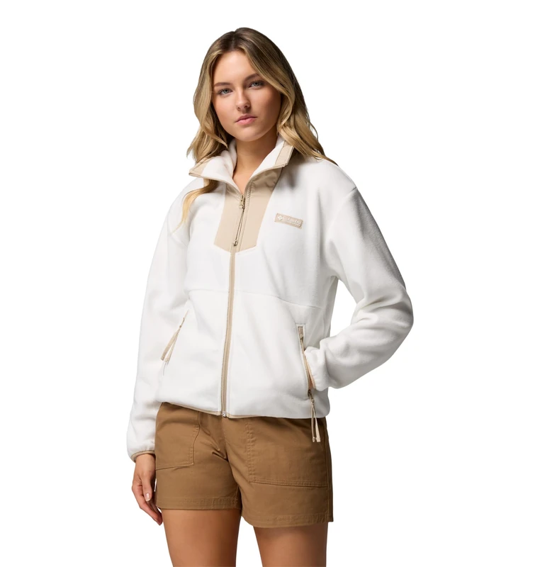 Columbia Women's Sequoia Grove Full Zip Fleece, Full Zip Fleece Jacket, Sea Salt/Ancient Fossil, X-Small