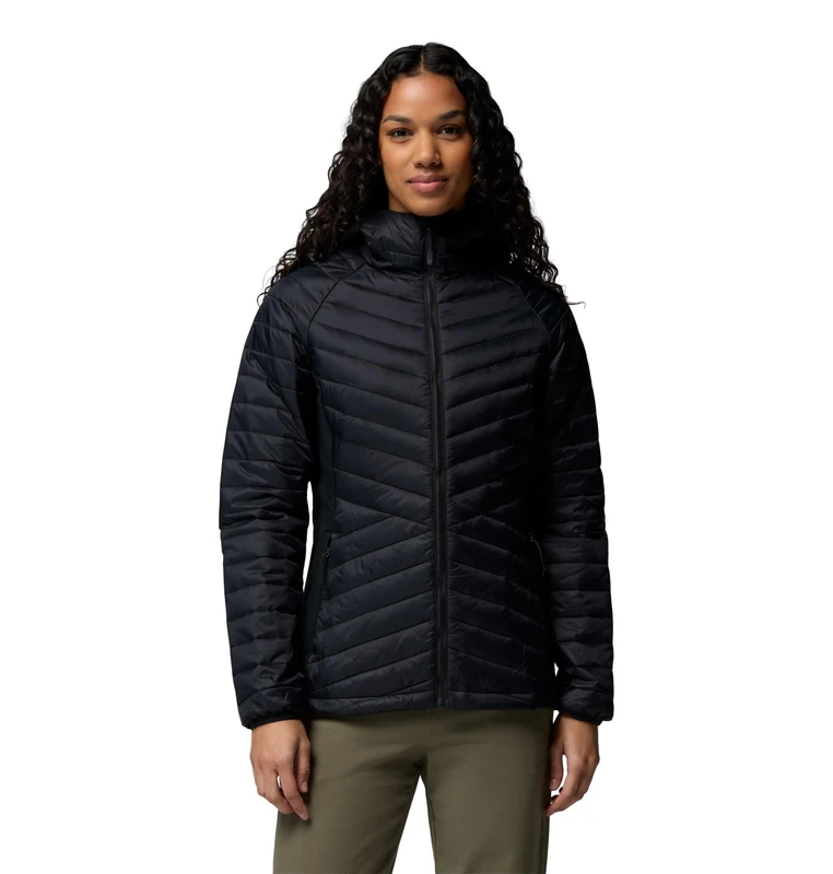 Columbia Women's Powder Pass 3 Hybrid Hooded Jacket, Hooded Puffer Jacket, Black, X-Small