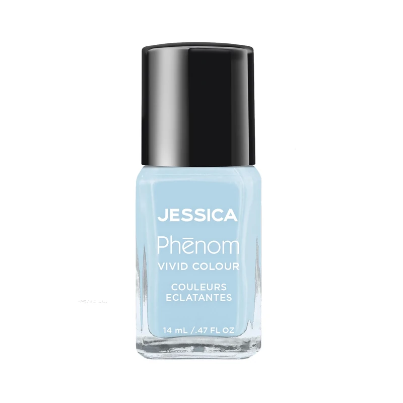 JESSICA Phēnom Vivid Colour Nail Polish | Long Lasting Gel Effect Nail Polish, 10-Day Chip-Free Gel-Like Shine | Pigmented Shades, No Lamp Needed | Serene Blue Crème | Blue-tiful Day | 14ml