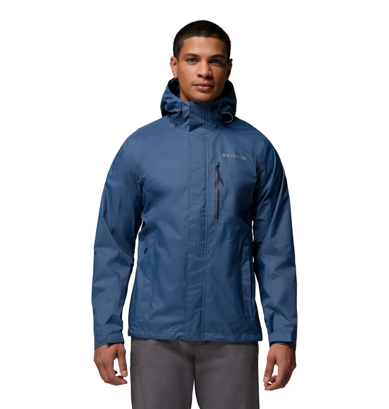 Columbia Men's Pouring Adventure 3 Jacket, Waterproof Rain Jacket, Dark Mountain, Large
