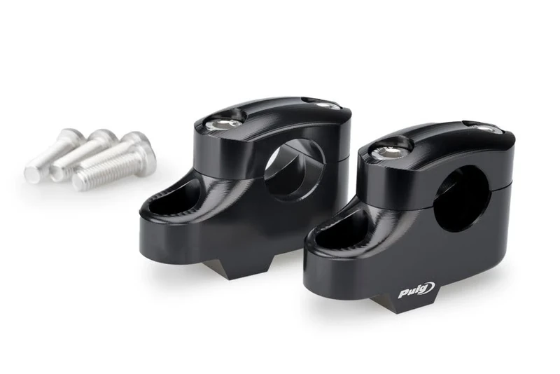 Puig 21811N Pullback Risers; improves riding ergonomics; sleek and functional design; made of machined anodized aluminum, Black
