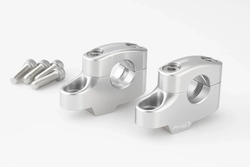 Puig 21811P Pullback Risers; improves riding ergonomics; sleek and functional design; made of machined anodized aluminum, Silver