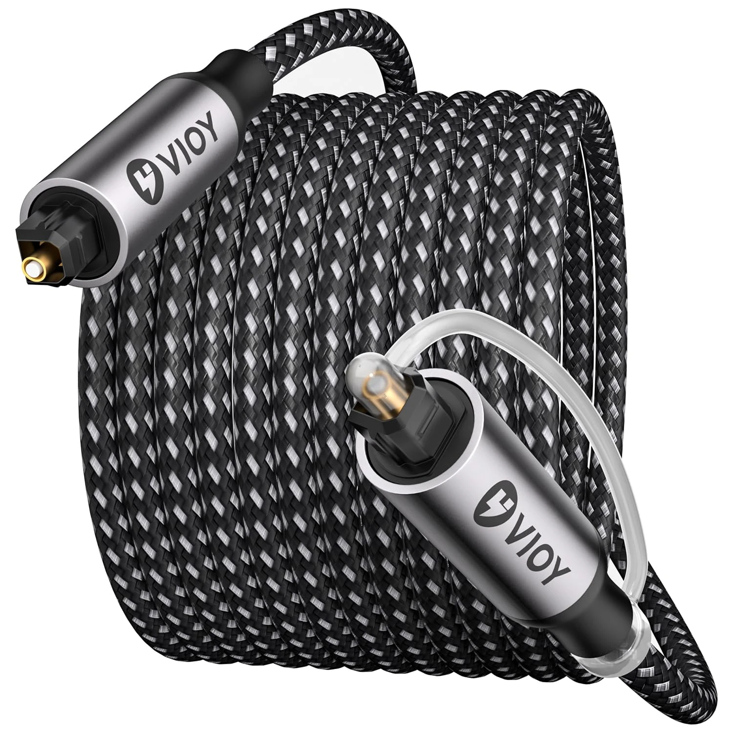 VIOY Optical Audio Cable 4.5M, Long Digital Fiber Optic Audio Cable, Braided S/PDIF Adat Optical Cord for Soundbar, TV, Amplifier, Home Cinema, Stereo Systems, Xbox, PS4 and More