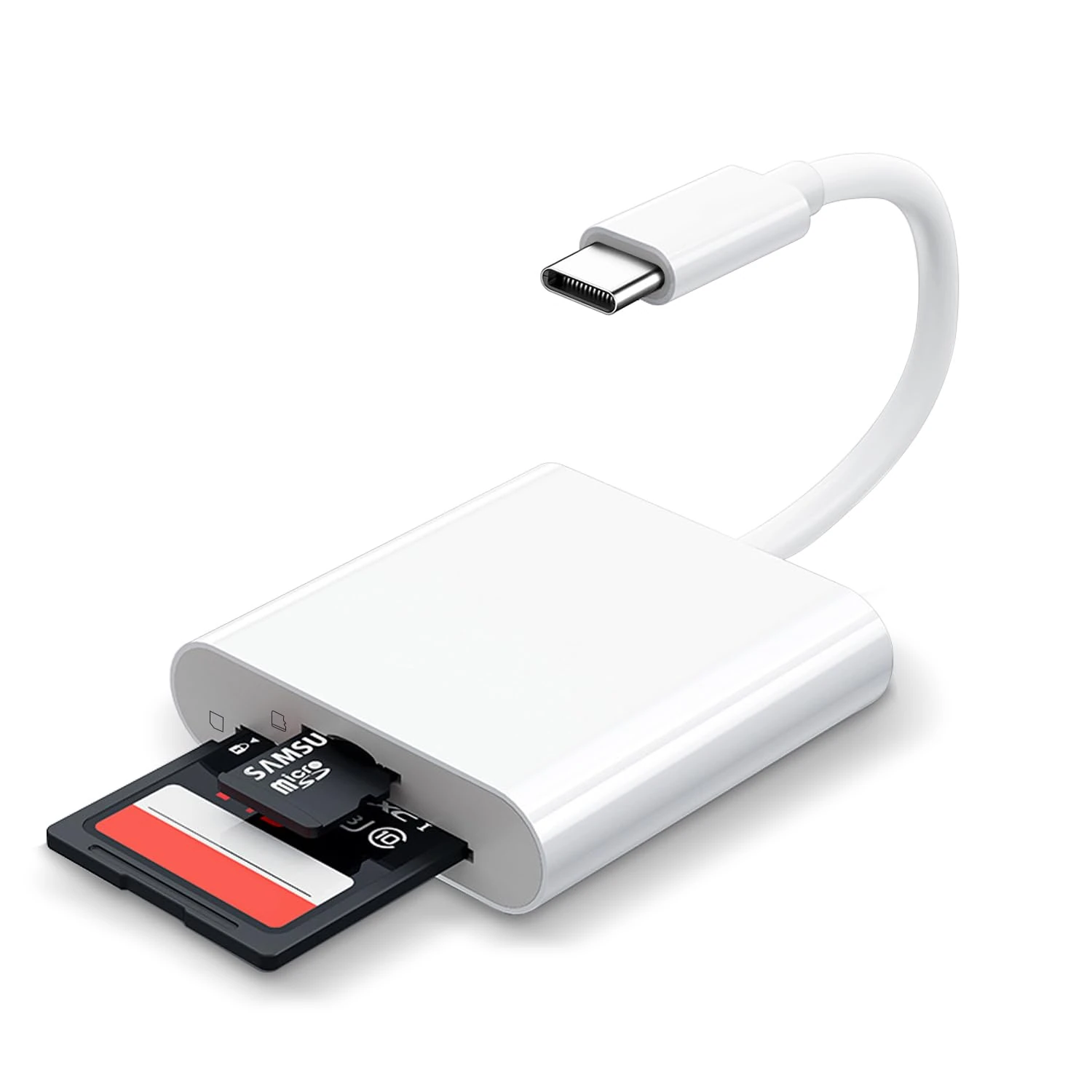 SD Card Reader, SD Card Adapter with SD MicroSD USBC Memory Card Reader for iPhone 15 16, iPad, Mac, MacBook Pro/Air, Android and More USB-C/Type C Devices (USB C 2 IN 1)
