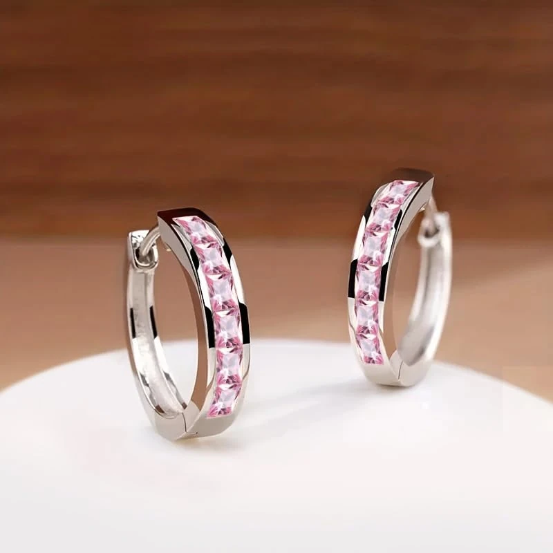 Fashion Hoop Earrings for Women, 0.67inch, Brass, Cubic Zirconia