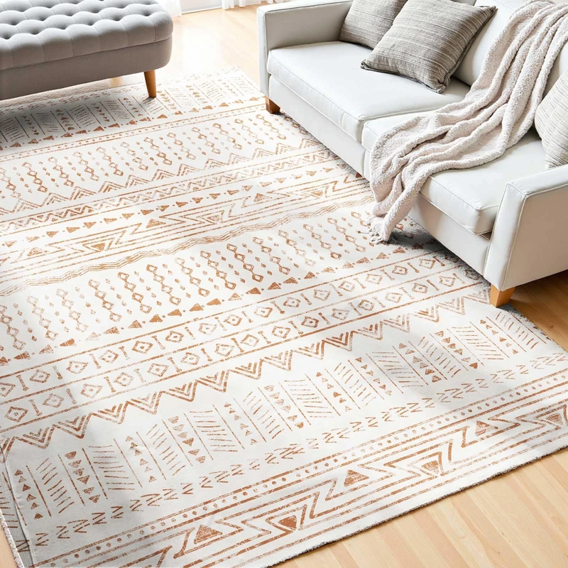 VEVOR Area Rug, 6 x 9 ft Large Washable Rug, Non-Slip and Tear-Resistant Soft Carpet, Pet & Child Friendly Modern Area Rugs, Indoor Mat for Bedroom, Office, Living Room, Kids Room, Entryway, Beige