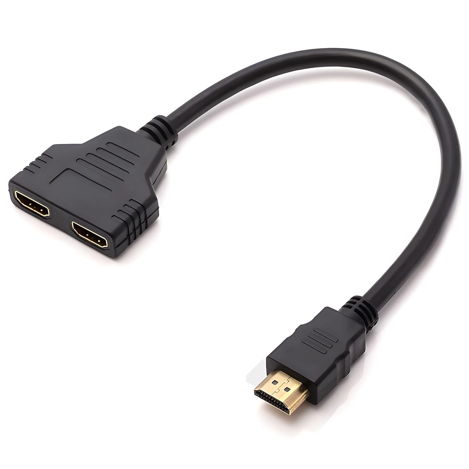 Fogcosy HDMI Splitter 1 in 2 Out Cable Adapter, 1080p Male to Dual Female 1 to 2 Way Distributor, HDMI Cable, HDMI Splitter for Dual Monitors, Projectors, HDTV, LED, LCD, DVD, TV(Black)