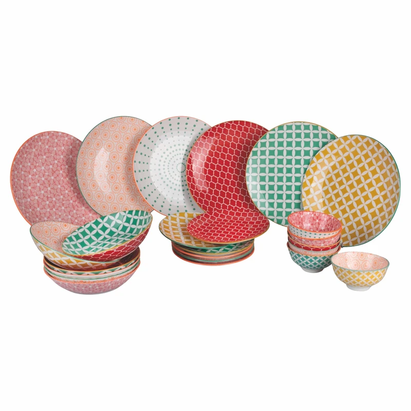 24-Piece Porcelain Dinner Set, 6 Different Places, Double Decoration, Confusion in Colors - Image 1