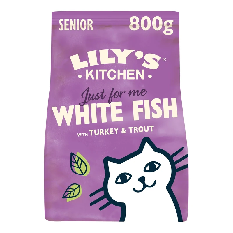 Lily's Kitchen Made with Natural Ingredients Mature Dry Cat Food White Fish with Turkey & Trout GrainFree Recipe 4 x 800g