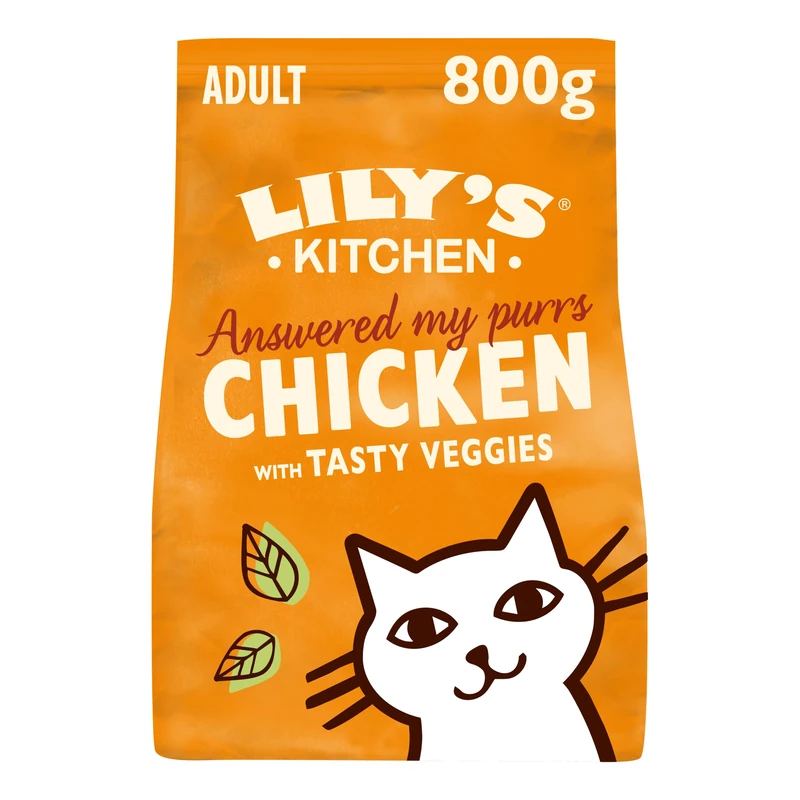 Lily's Kitchen Made with Natural Ingredients Adult Dry Cat Food Bag Chicken with Veggies Grain-Free Recipe 4 x 800 g