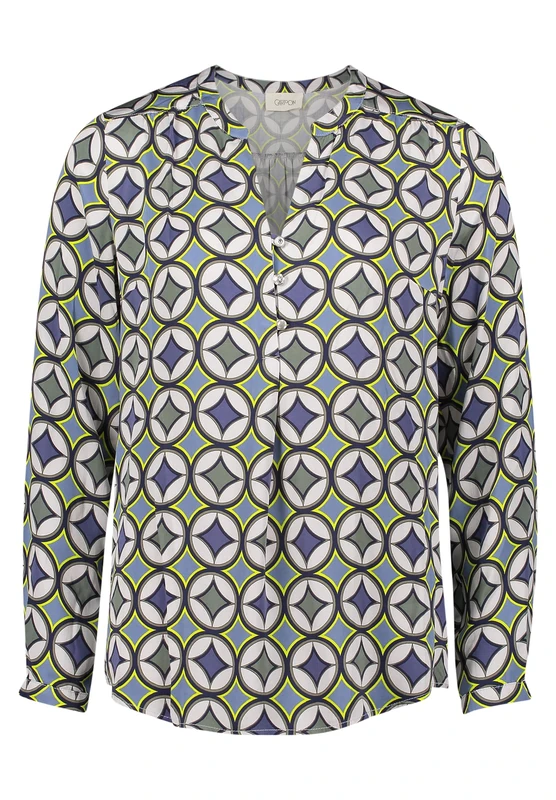 Cartoon Women's Blouse Blue/Green