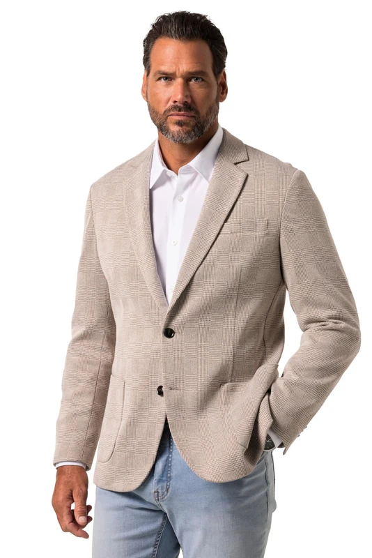 JP 1880 Menswear Big & Tall Check Beige Jacket 66 841497300-66