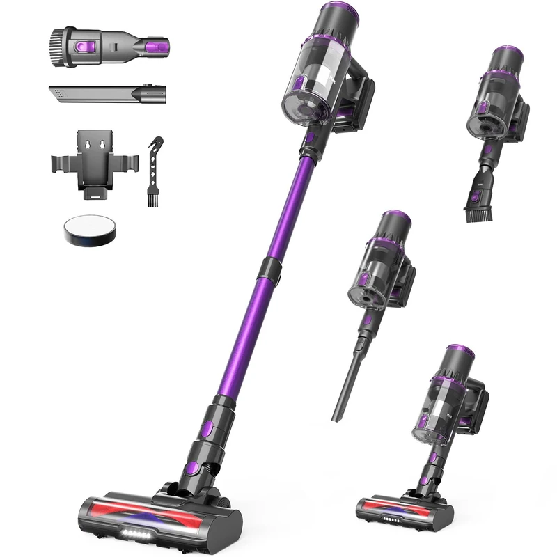 AROEVE Battery Vacuum Cleaner, 500 W/45 KPA/60 Min Wireless Vacuum Cleaner with LED Smart Display, Automatic Mode, 7-Level Filter System, Brushless Motor, V Anti-Angle Roller for Pet Hair, Carpets