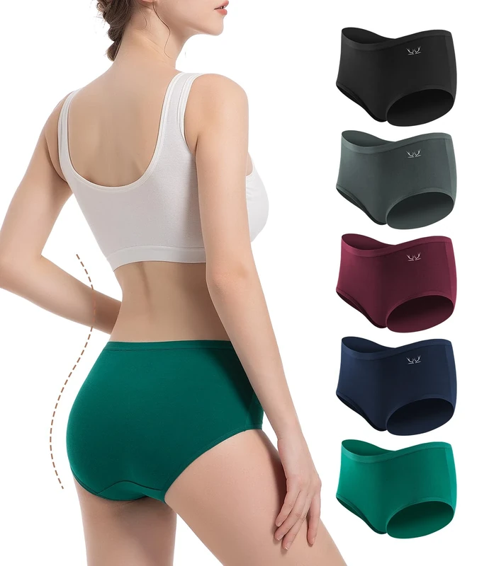 PULIOU Womens Knickers Ladies High Waisted Cotton Underwear Panties Briefs Full Back Coverage Comfy Stretchy Slight Tummy Contorl Multipack of 5