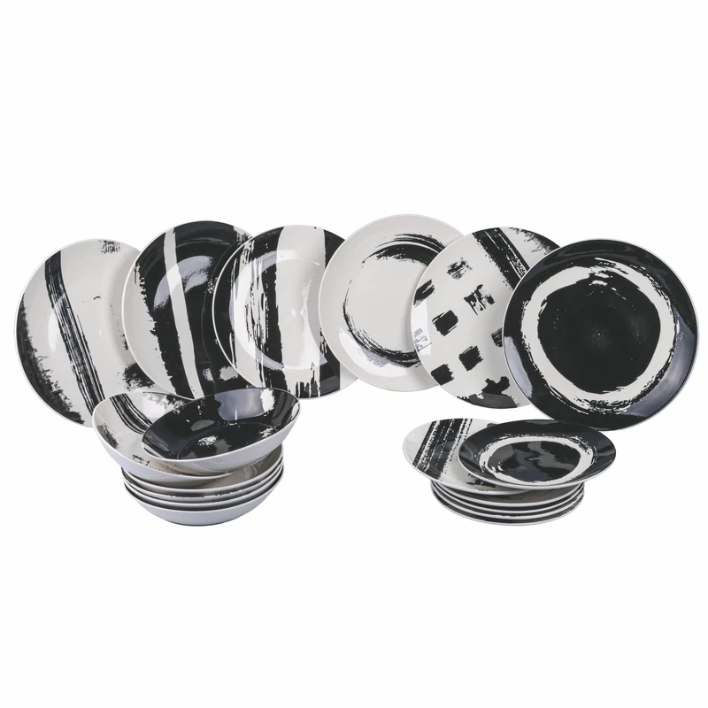 The Black Mood 18-Piece Porcelain Dinner Set 6 Different Places