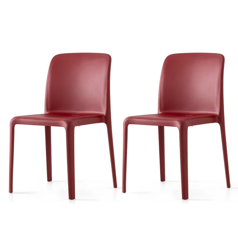 Connubia, 2 BAYO chairs 100% recycled polypropylene MATT OXIDE RED