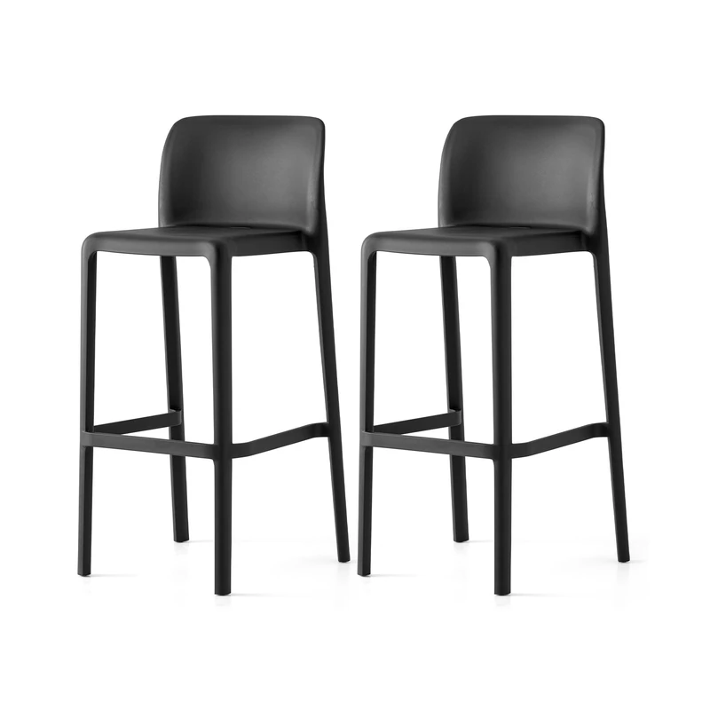 Connubia, 2 BAYO stools100% recycled polypropylene MATT BLACK - Image 1