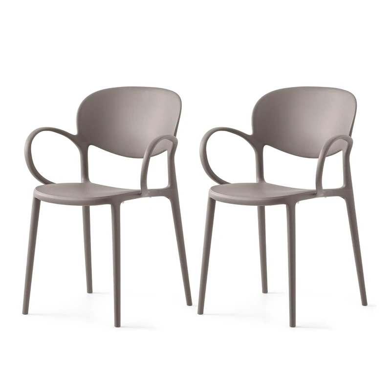 Connubia, 2 ABBY chairs with armrests, 100% recycled polypropylene MATT TAUPE