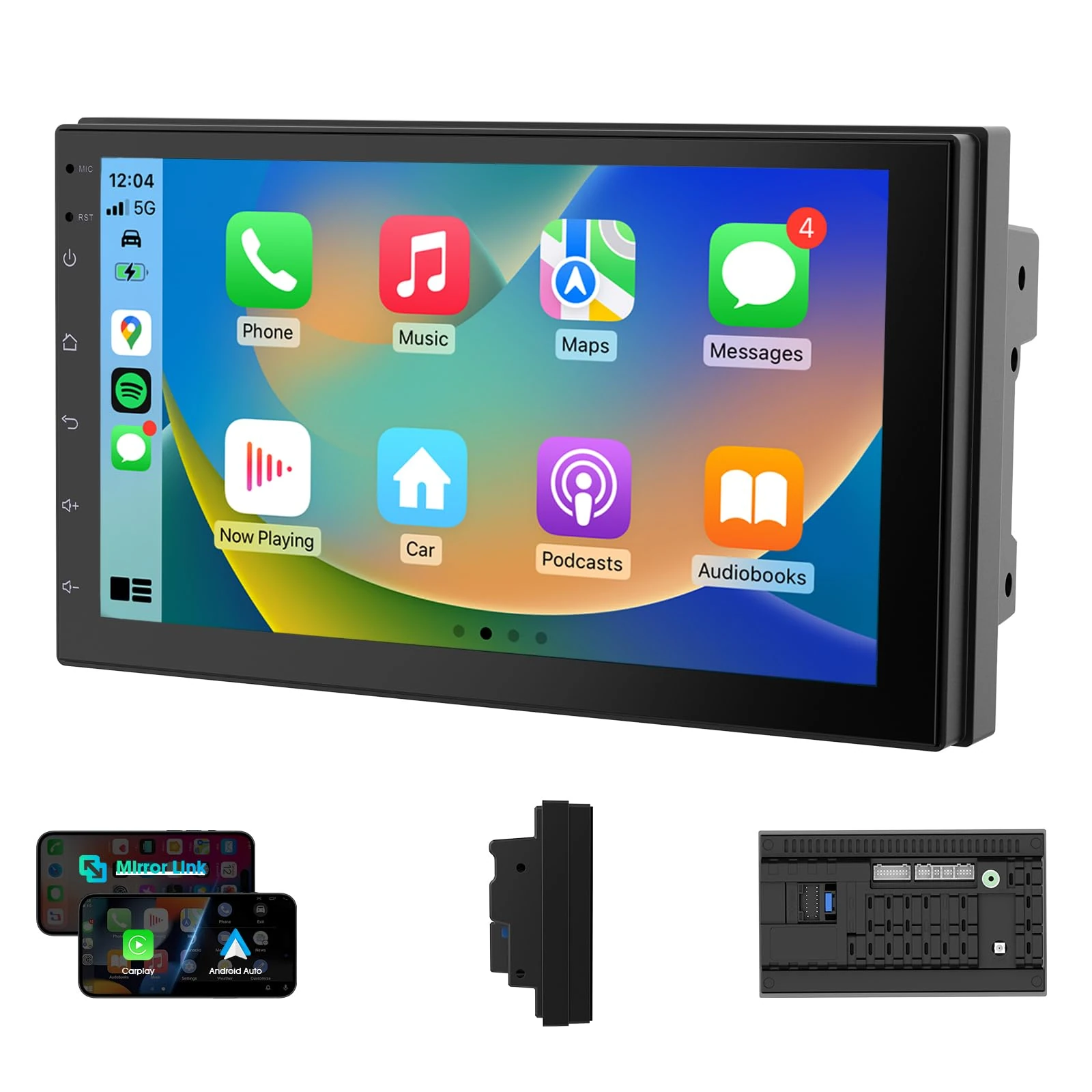 Haudio 2 Din Car Radio with Wireless CarPlay & Android Auto, 7 inch Touchscreen Car Stereo with Mirror Link, GPS, Voice Control, SWC/FM/RDS/, 25 Sets UI Fit All Cars, Without Rear View Camera 2+32G