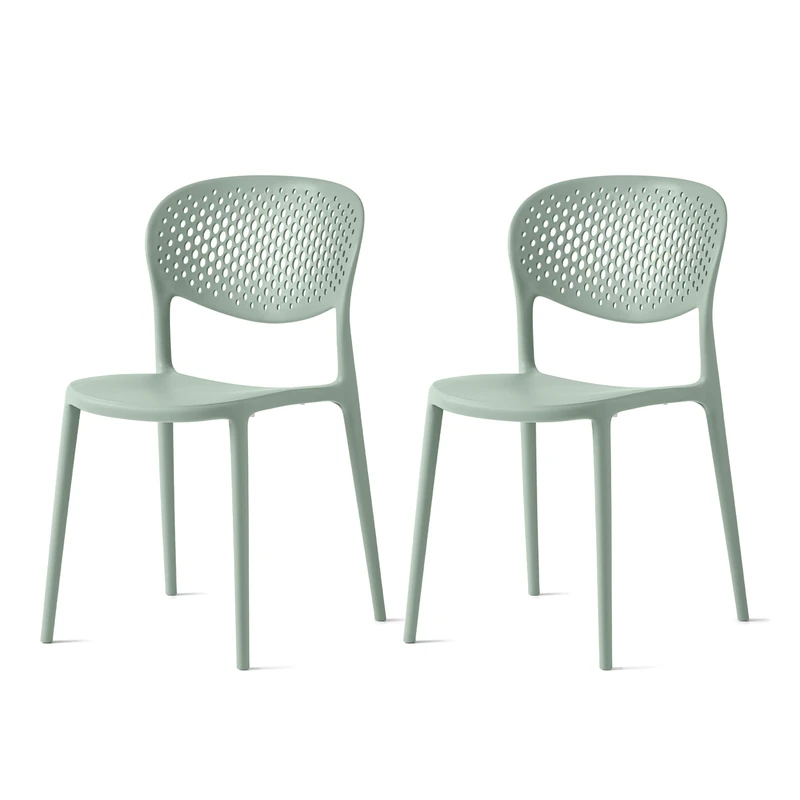 Connubia, 2 ABBY chairs perforated backrest, 100% recycled polypropylene MATT THYME GREEN
