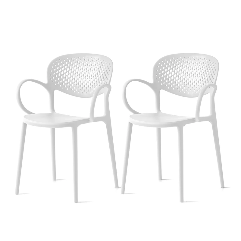 Connubia, 2 ABBY chairs with armrests, 100% recycled polypropylene MATT OPTIC WHITE