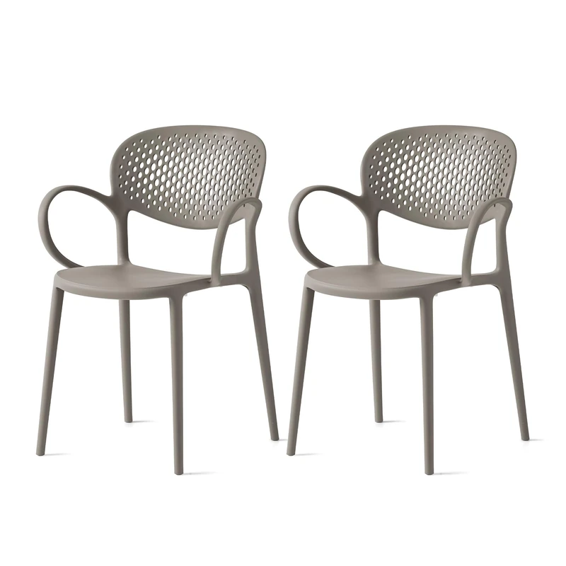 Connubia, 2 ABBY chairs with armrests, 100% recycled polypropylene MATT TAUPE