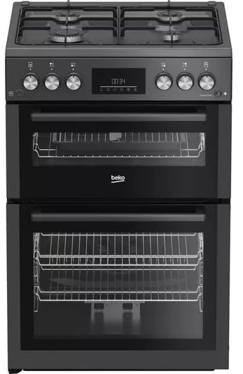 Beko Pro FDG6271CA 60 cm Freestanding Gas Cooker – Double Oven, Four-Burner Hob, Anthracite Finish