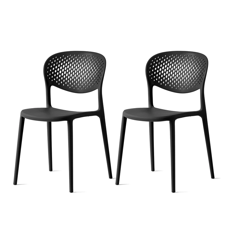 Connubia, 2 ABBY chairs perforated backrest, 100% recycled polypropylene MATT BLACK