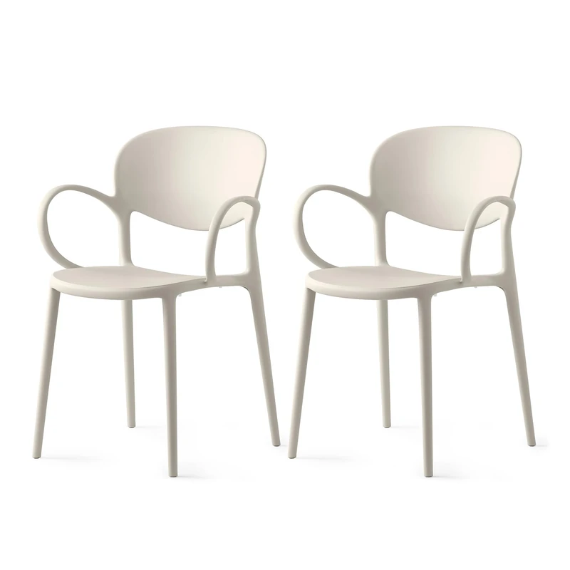 Connubia, 2 ABBY chairs with armrests, 100% recycled polypropylene MATT HEMP