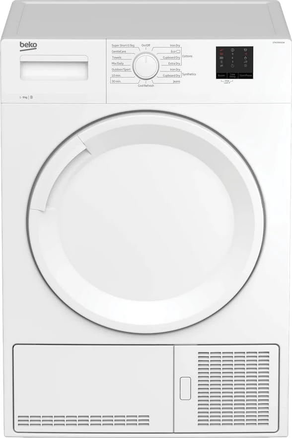 Beko DTKCE90021W 9kg Freestanding Condenser Tumble Dryer – White – Sensor Drying, Timed Programmes, Large Capacity