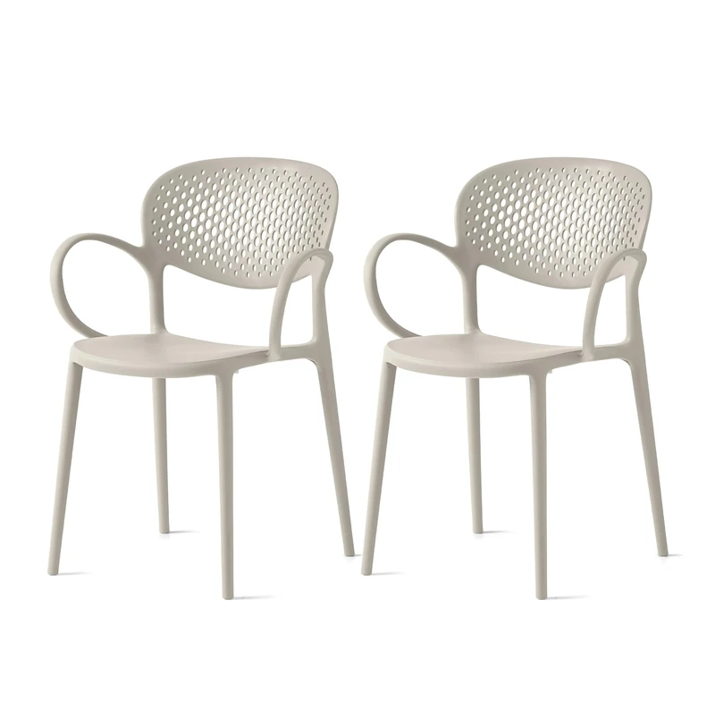 Connubia, 2 ABBY chairs with armrests, 100% recycled polypropylene MATT HEMP