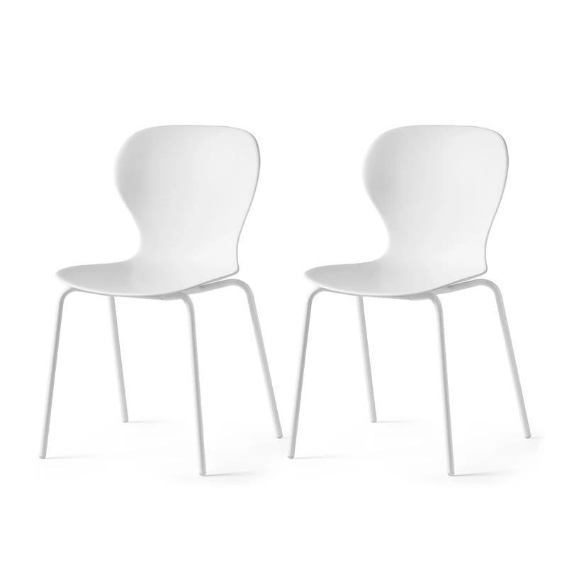 Connubia, 2 OPS! chairs Metal frame MATT OPTIC WHITE, 100% recycled polypropylene seat MATT OPTIC WHITE