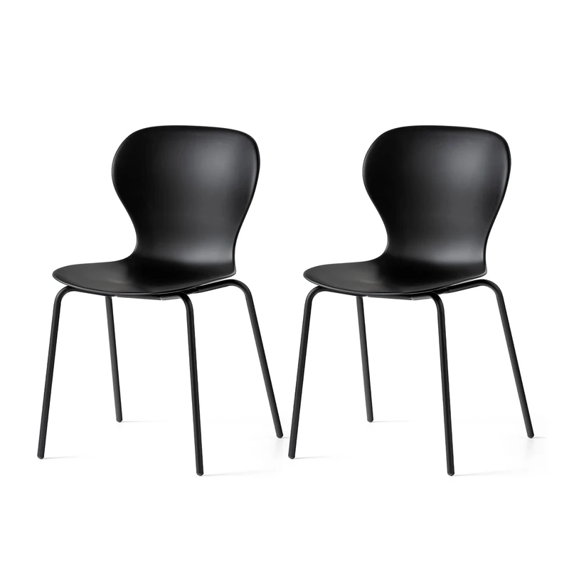Connubia, 2 OPS! chairs Metal frame MATT BLACK, 100% recycled polypropylene seat MATT BLACK