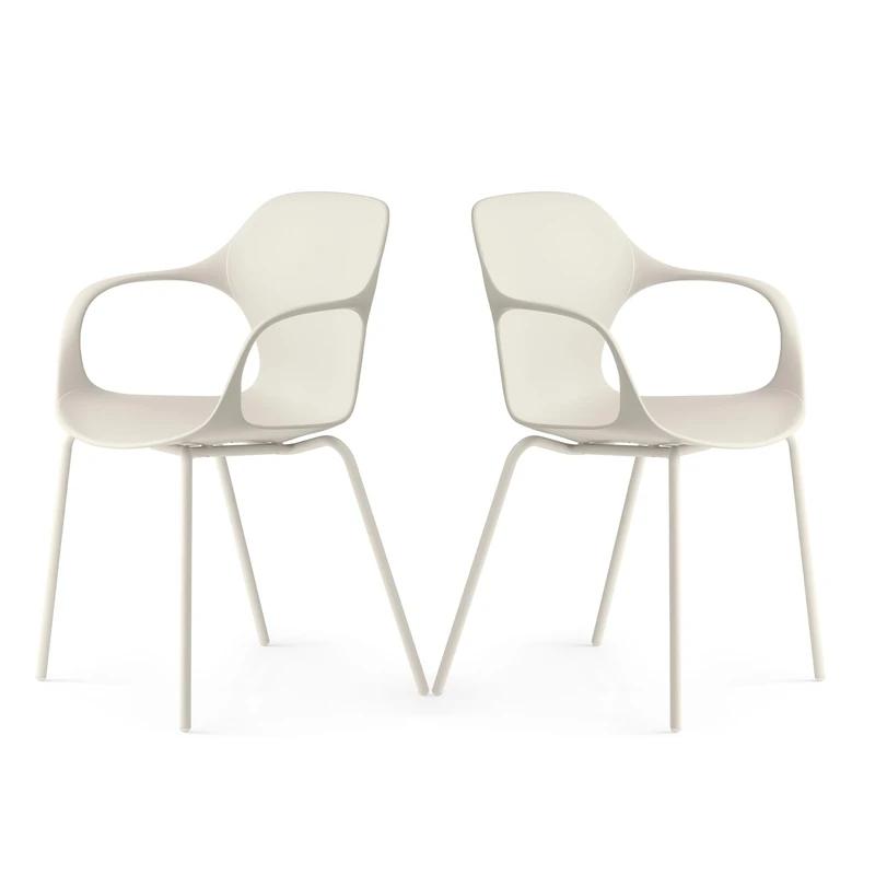 Connubia, 2 OPS! chairs with armrests, Metal frame MATT HEMP, 100% recycled polypropylene seat MATT HEMP